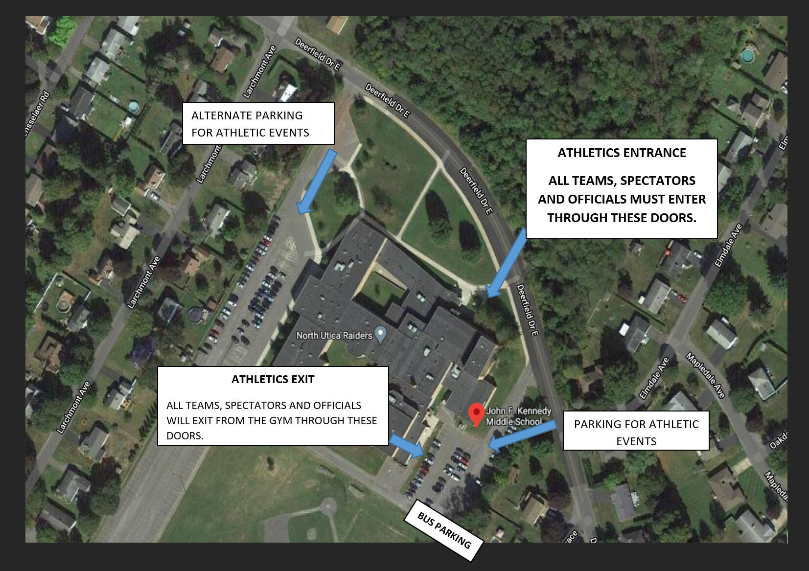 Vizuelna mapa parkiranja u srednjoj školi JFK